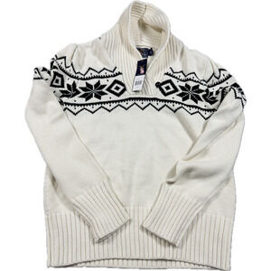 NWT American Living White Fair Isle Sweater Size Medium Mock Neck Winter Cozy